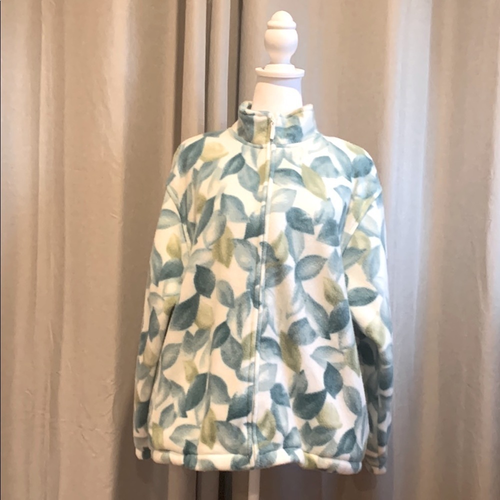 NWOT- Alfred Dunner Leaf Full Zipper Fleece Jacket Size PL
